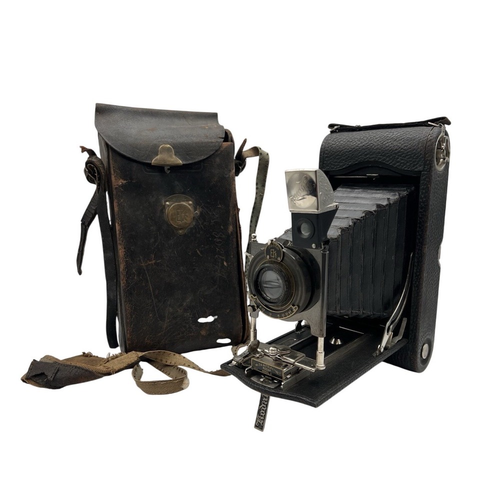 Antique Kodak No. 3a Model C Autographic A-122 Film Folding Camera w/ Case
